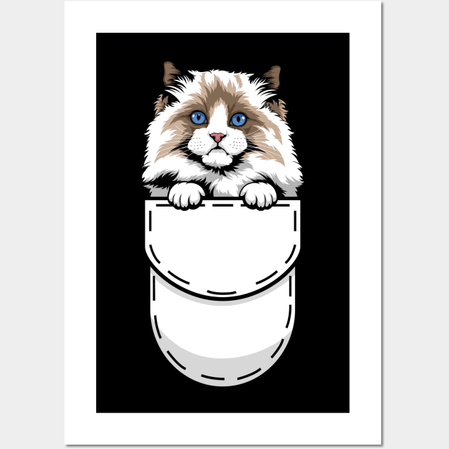 Funny Ragdoll Pocket Cat Wall Art by Pet My Dog